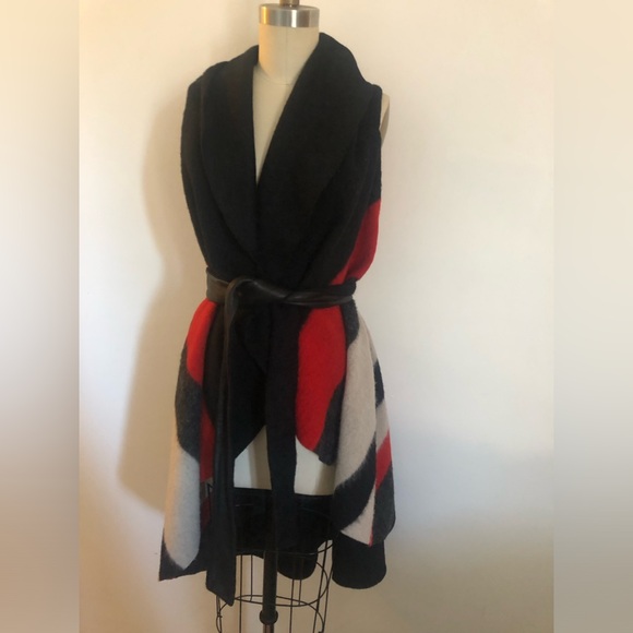 Alice + Olivia Wool and Leather Jacket Vest - Picture 1 of 7